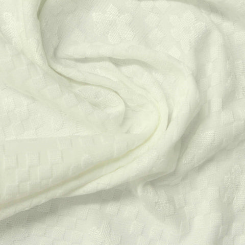Cream Tone-on-Tone Floral Pointelle Knit, Polyester, 253 gsm