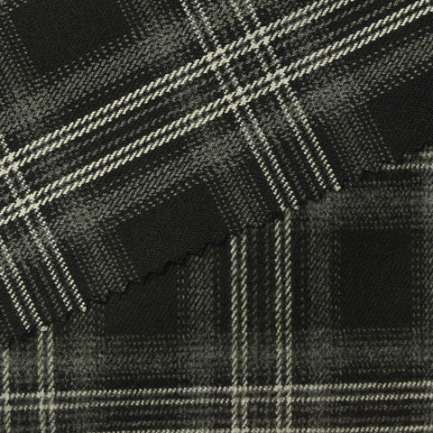 Dark Grey Plaid Woven, Poly-Viscose, 285 gsm, 150 cm, ref EF-265173