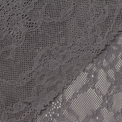 Grey Floral Lace, Nylon-Spandex