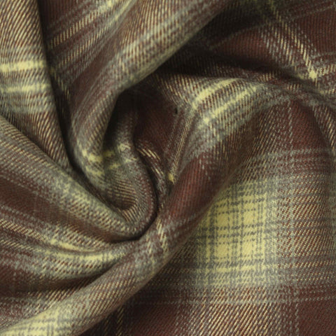 Brown Plaid Woven, Poly-Viscose, 290 gsm, 150 cm, ref EF-265185