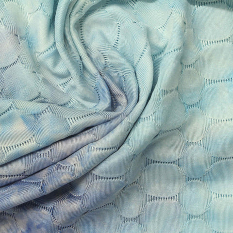 Jacquard Polyester Stretch Knit Fabric, 240 gsm, 166 cm — Blue
