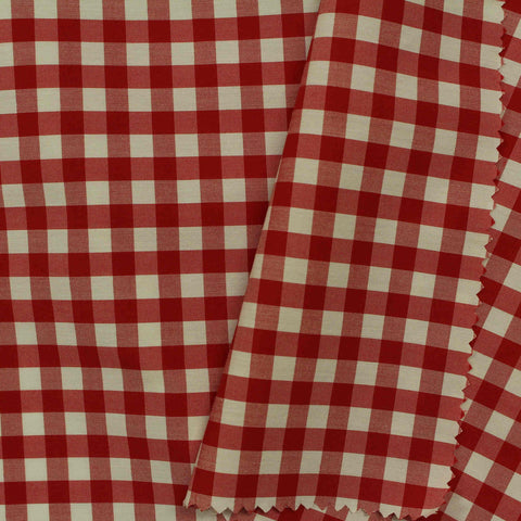 Red Gingham Knit, Cotton-Nylon