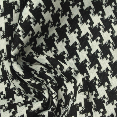 Black Houndstooth Jacquard, Polyester, 350 gsm
