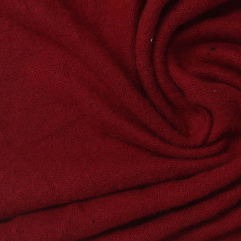 Brushed Polyester Viscose Stretch Chunky Knit Fabric, 186 gsm, 160 cm — Red