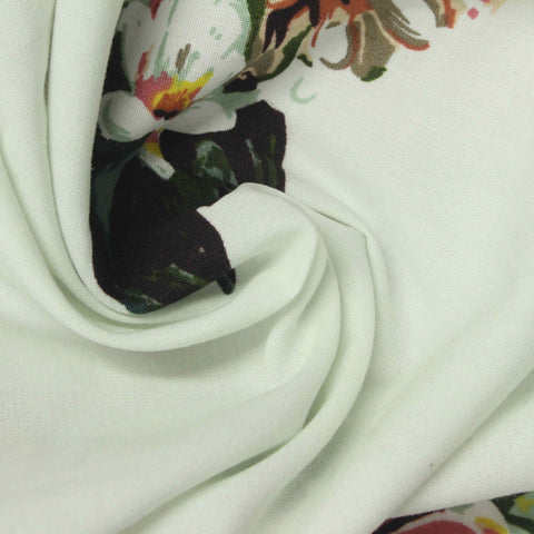 White Floral Poplin, Cotton