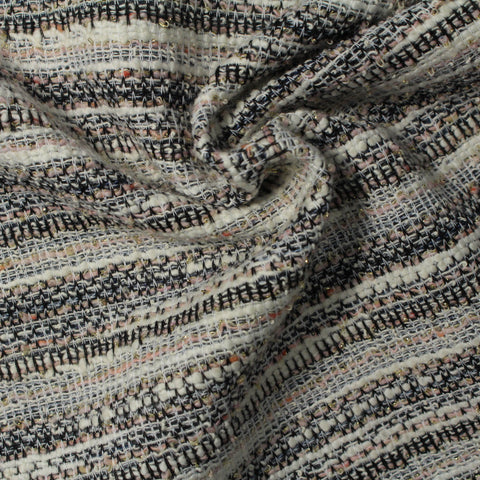 Cream Horizontal-Stripe Jacquard, Poly-Cotton, 231 gsm