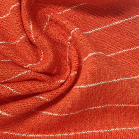 White Horizontal-Stripe Jersey Knit, Cotton-Poly