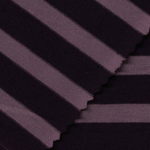 Dark Purple Horizontal-Stripe Jersey Knit, Poly-Viscose