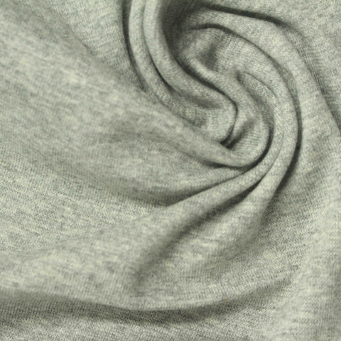Light Grey Marl Rib Knit, Cotton, 210 gsm