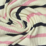 Navy Stripes Rib Knit, Viscose — photo 2