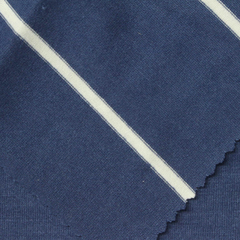 Navy Horizontal-Stripe Jersey Knit, Poly-Viscose, 180 gsm