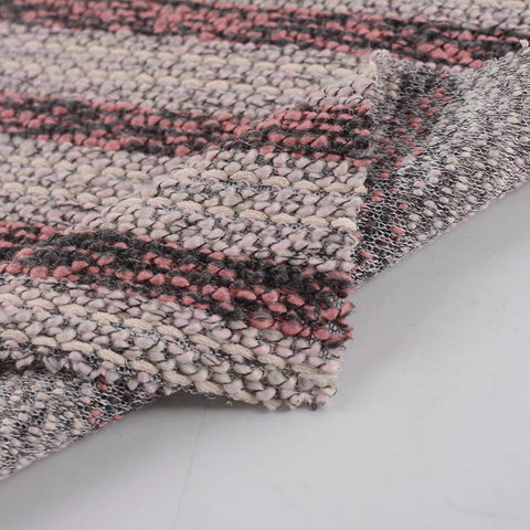 Pink Vertical-Stripe Chunky Knit, Poly-Viscose, 344 gsm
