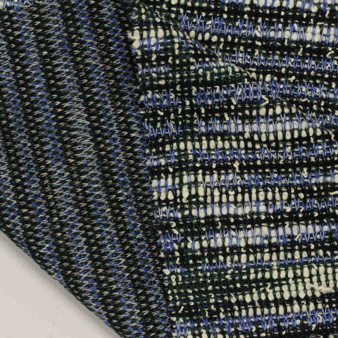 Blue Horizontal-Line Interlock Knit, Poly-Acrylic