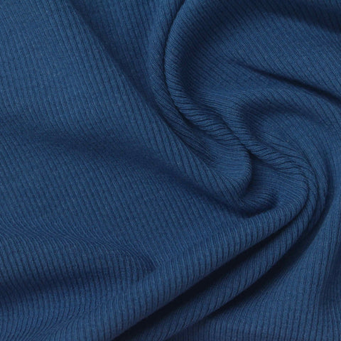 Blue Ribbed Rib Knit, Cotton-Poly