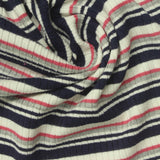 Navy Horizontal-Stripe Rib Knit, Viscose — photo 2