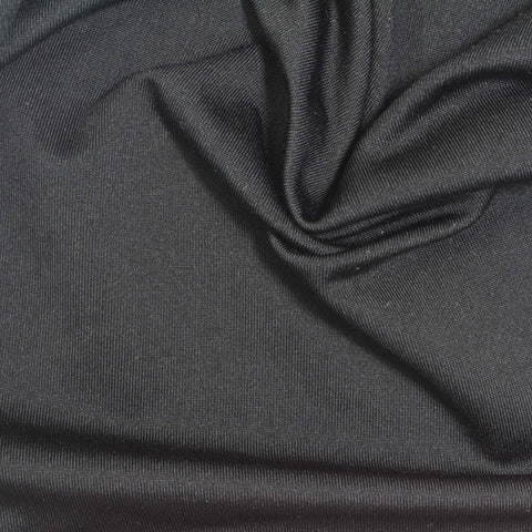 Brushed Polyester Stretch Milk Silk Knit Fabric, 200 gsm, 165 cm — Black
