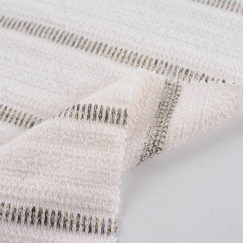 White Stripes Chunky Knit, Poly-Viscose, 268 gsm