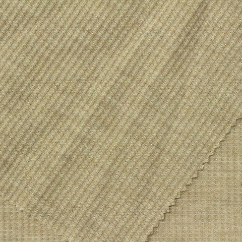 Yarn-Dyed Polyester Viscose Metallic Waffle Knit Fabric, 158 gsm, 165 cm — Khaki