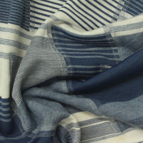 Blue Plaid Jersey Knit, Poly-Viscose