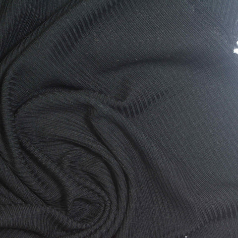 Tencel Lyocell Stretch Rib Knit Fabric, 175 gsm, 157 cm — Black