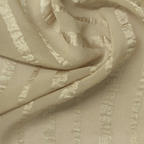 Beige Vertical-Stripe Chiffon, Polyester