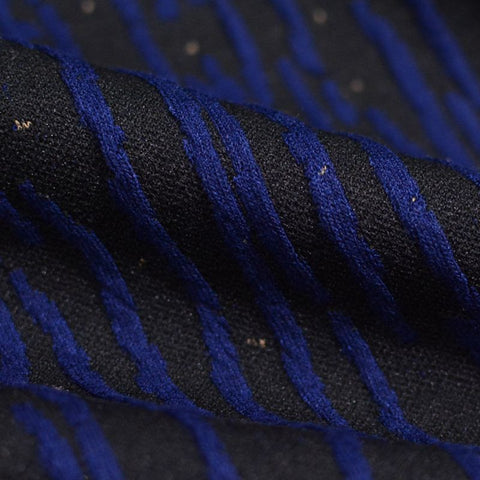 Blue Vertical-Dash Jacquard, Poly-Viscose