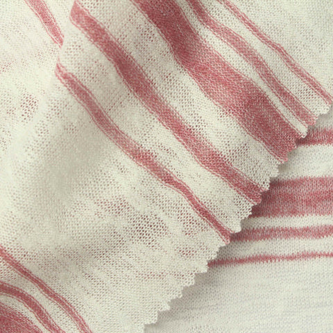 Off-White Horizontal-Stripe Knit, Viscose-Poly, 165 gsm