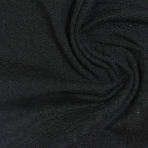 Cotton Polyester Stretch Jersey Knit Fabric, 165 gsm, 180 cm — Black