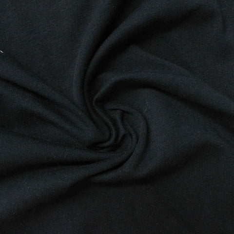 Cotton Stretch Jersey Knit Fabric, 178 gsm, 160 cm — Black