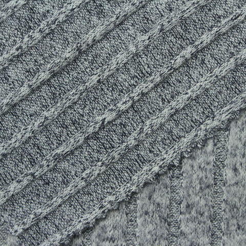 Grey Marl Rib Knit, Viscose-Poly, 175 gsm