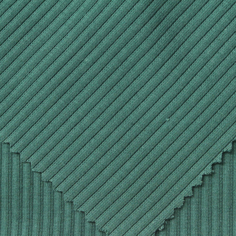 Cotton Stretch Rib Knit Fabric, 310 gsm, 125 cm — Green