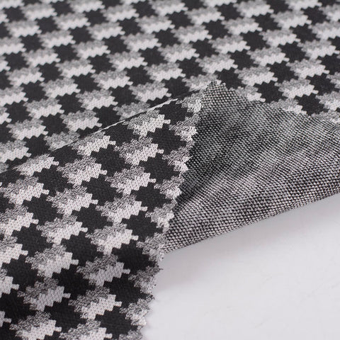Black Houndstooth Jacquard, Polyester, 254 gsm