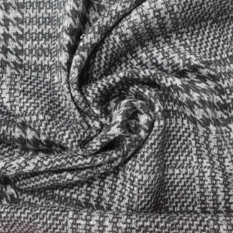 Black Houndstooth Jacquard, Poly-Viscose, 205 gsm