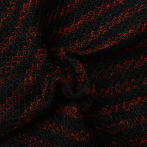 Red Horizontal-Line Chunky Knit, Poly-Viscose