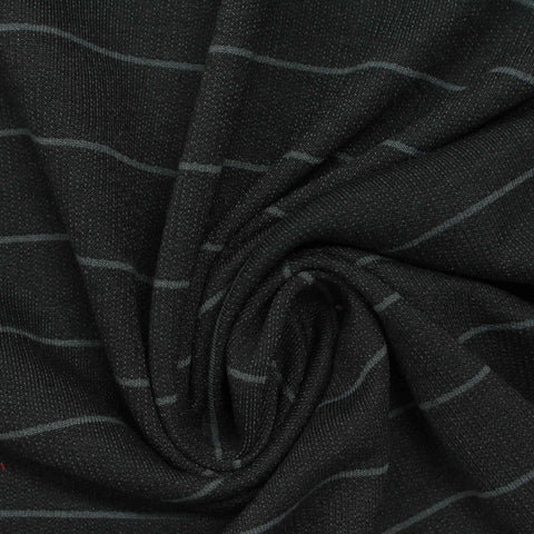 Light Grey Horizontal-Stripe French Terry, Viscose-Poly, 195 gsm