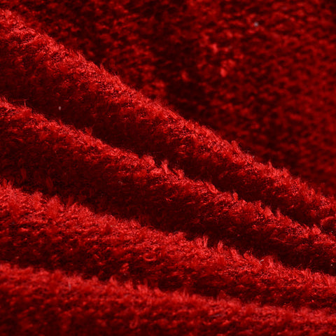 Polyester Acrylic Chunky Knit Fabric, 302 gsm, 185 cm — Red