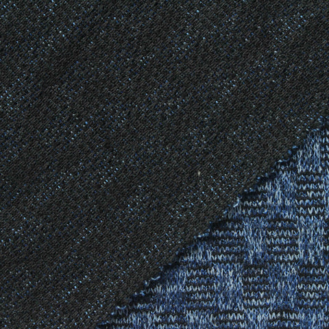 Blue Geometric Chunky Knit, Polyester, 228 gsm