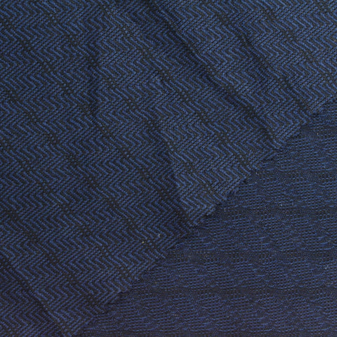 Dark Blue Textured Jersey Knit, Cotton-Linen