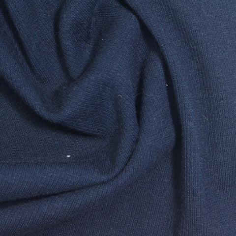 Cotton Polyester Stretch Rib Knit Fabric, 260 gsm, 128 cm — Navy