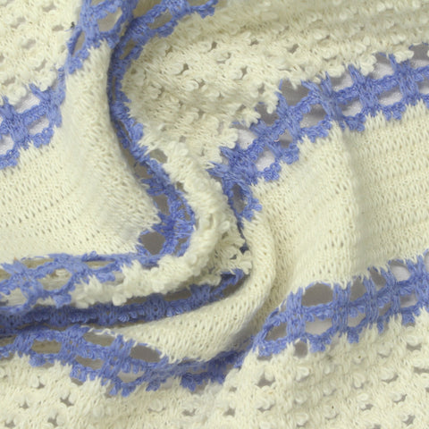 Cream Horizontal-Stripe Chunky Knit, Poly-Cotton, 350 gsm