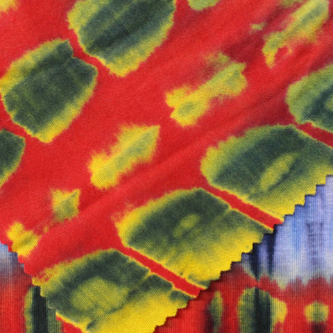 Red Abstract Jersey Knit, Viscose, 160 gsm