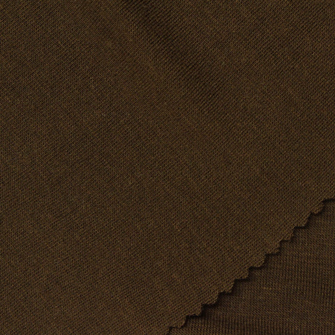 Viscose Acrylic Stretch Rib Knit Fabric, 202 gsm, 170 cm — Brown