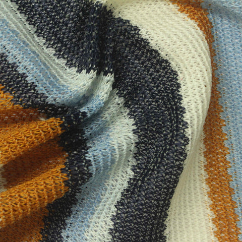 Dark Blue Vertical-Stripe Warp Knit, Polyester