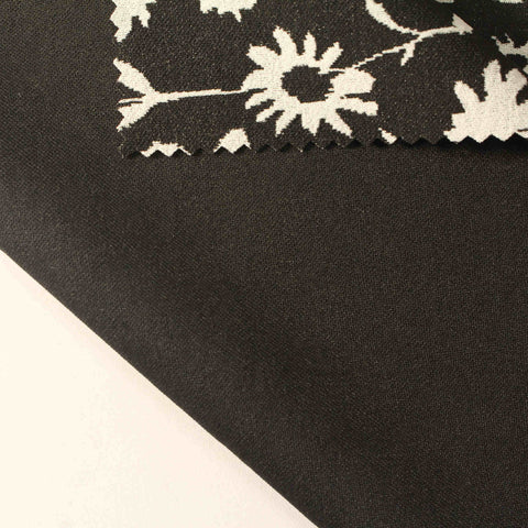 White Floral Scuba Knit, Polyester, 245 gsm