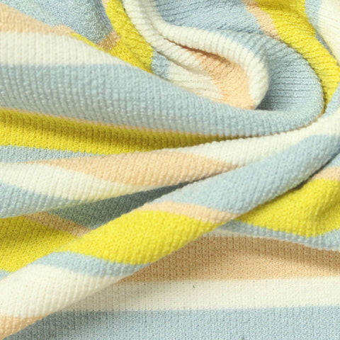 Yellow Horizontal-Stripe French Terry, Poly-Viscose