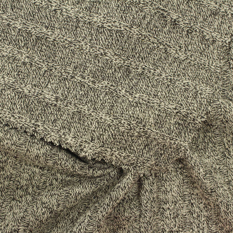 Black Marl Rib Knit, Cotton-Poly, 193 gsm
