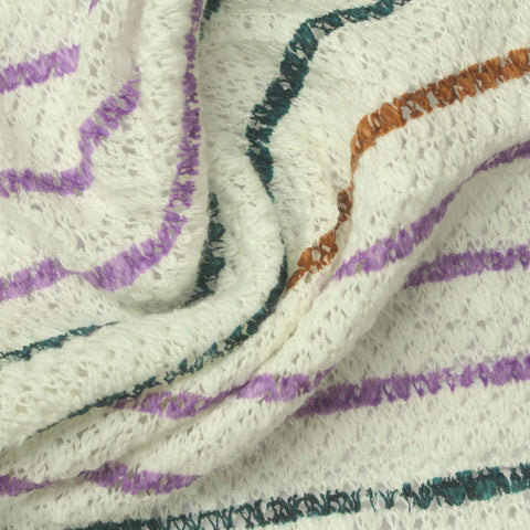 Green Horizontal-Stripe Chunky Knit, Cotton-Viscose