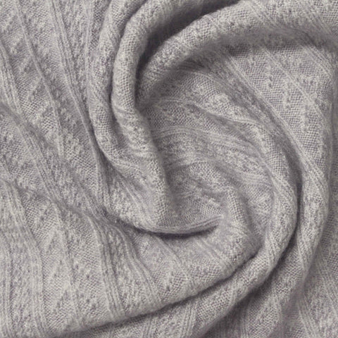 Pale Grey Textured-Stripe Pointelle Knit, Viscose-Poly