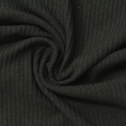 Dark Grey Rib Knit, Cotton-Poly