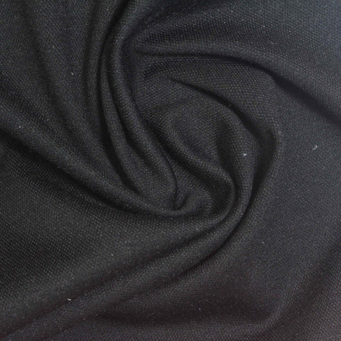 Viscose Nylon Stretch Piqué Knit Fabric, 240 gsm, 164 cm — Black